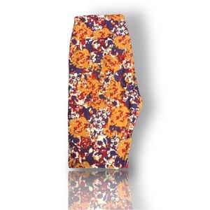 Floral LuLaRoe Leggings Purple White Orange Colors Size OS (2-10) New